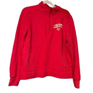 Women Red shirt liberty university Flames red sweatshirt pullover 3/4 zip Large